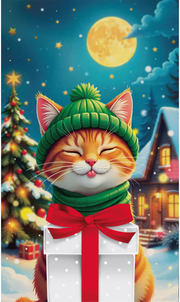 пакеты п/п 260х430/40 НГ Котик с подарком ЛАМ/100