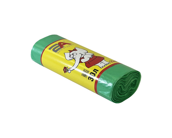 пакеты д/мусора 30л 25шт "Слоны в рулоне" 2А зелен