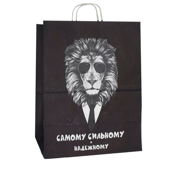 сумка бум. крафт 25х22х12 с круч. ручками Самому сильному *