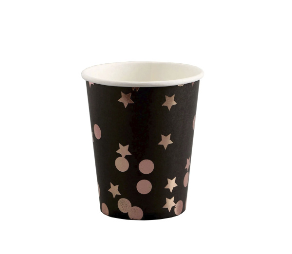 стакан бум. 250мл Розовые звезды/6