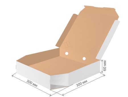 коробка под пиццу микрогофрокартон 300х300х60 бел/бур *