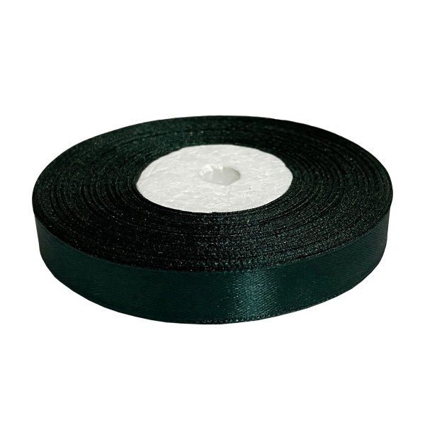 Лента атласная 12 мм  (темно-зеленая) 33 м
