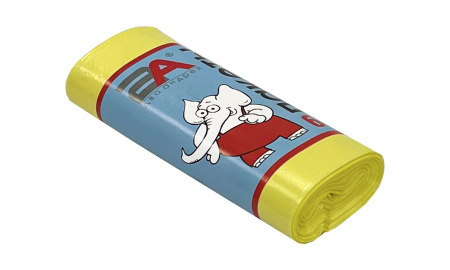 пакеты д/мусора 60л 20шт "Слоны в рулоне" 2А желтые