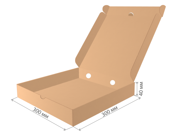 коробка под пиццу микрогофрокартон 300х300х40 бур/бур