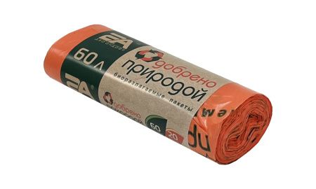 пакеты д/мусора 60л 20шт "Одобрено природой" оранж.