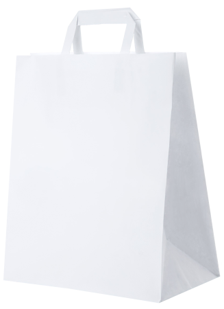 сумка бум. крафт 37х32х20 с плоск. ручками БЕЛАЯ