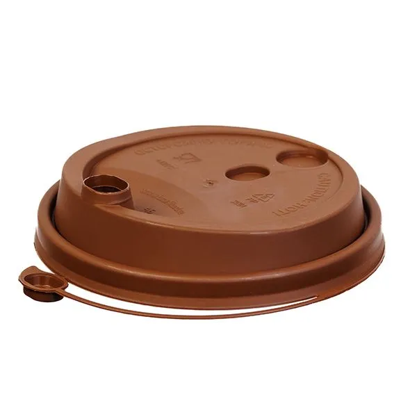 крышка д/стакана 250мл d=80мм коричневая с питейником ПП *